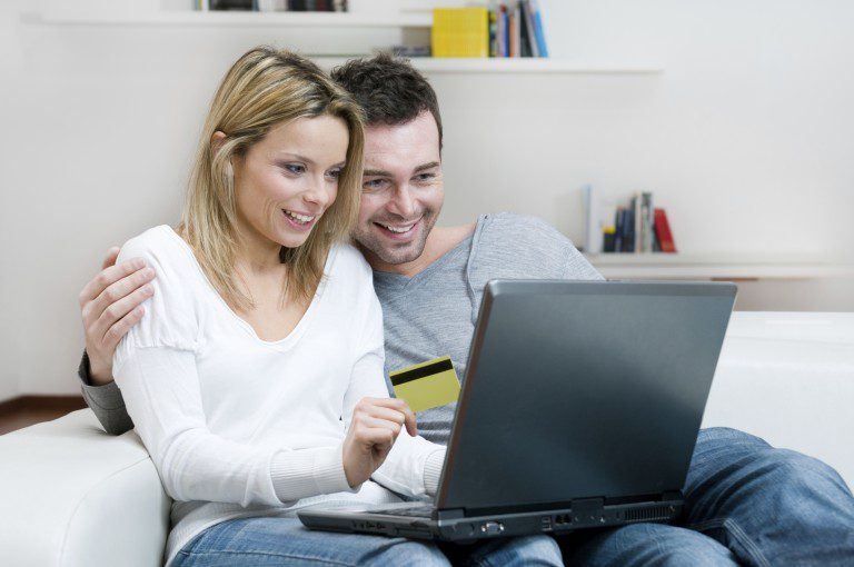 Young couple internet shopping